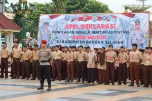 Laksanakan Apel Deklarasi Penolakan Geng Motor, Kapolres Bangka Selatan Himbaukan Ini